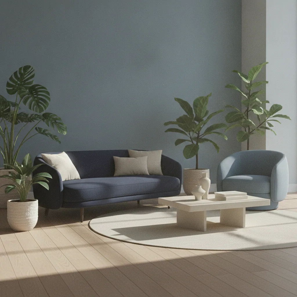Rustige werkruimte met notitieboek, potlood en een groen plantje op een houten bureau